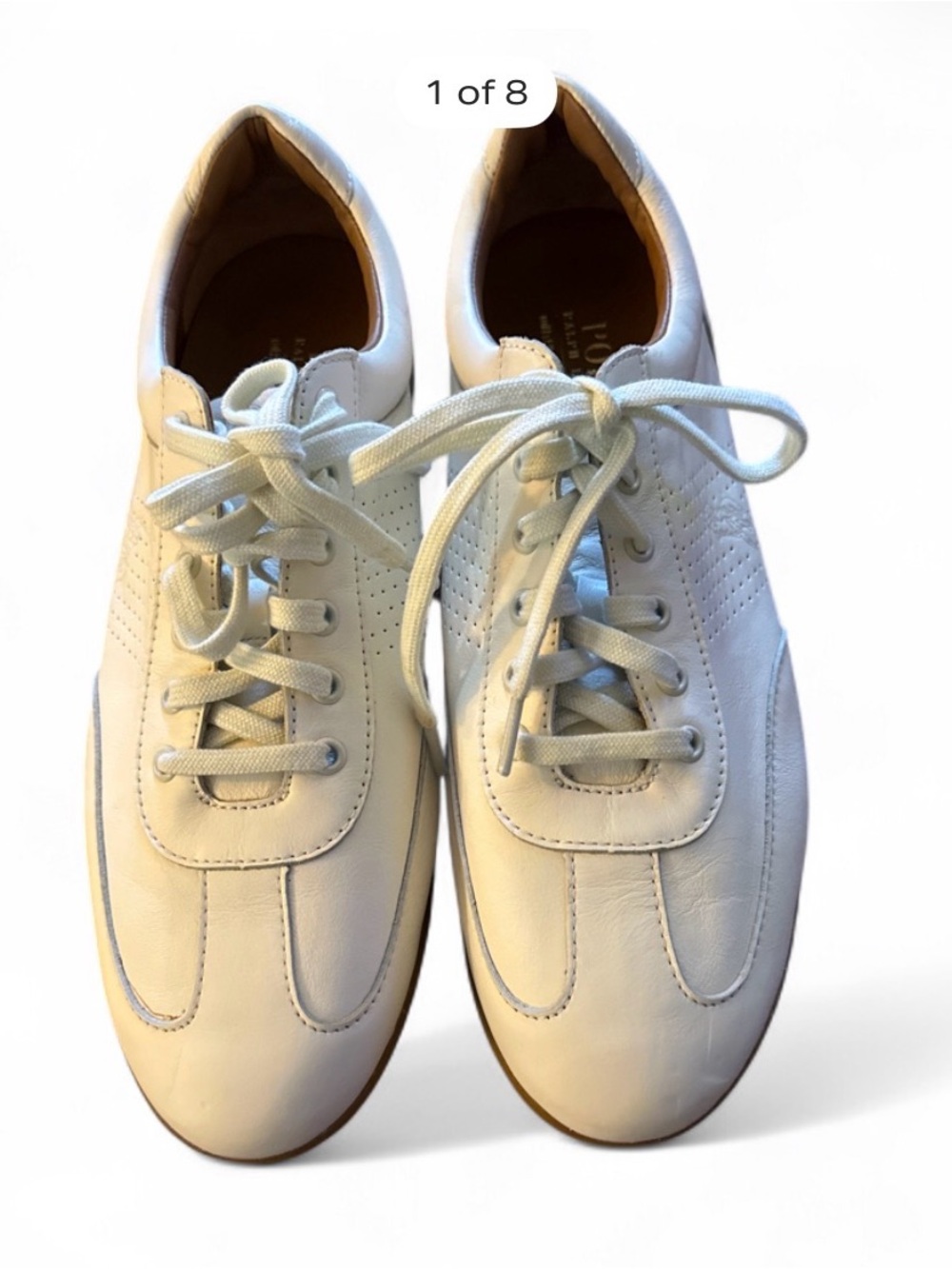 Polo by Ralph Lauren Off-White Leather Lace-Up Sneakers Men’s 11D